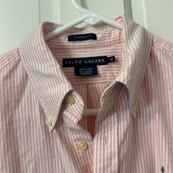 Boys black label Ralph Lauren Oxford pink stripe 12 like new - Picture 2 of 5